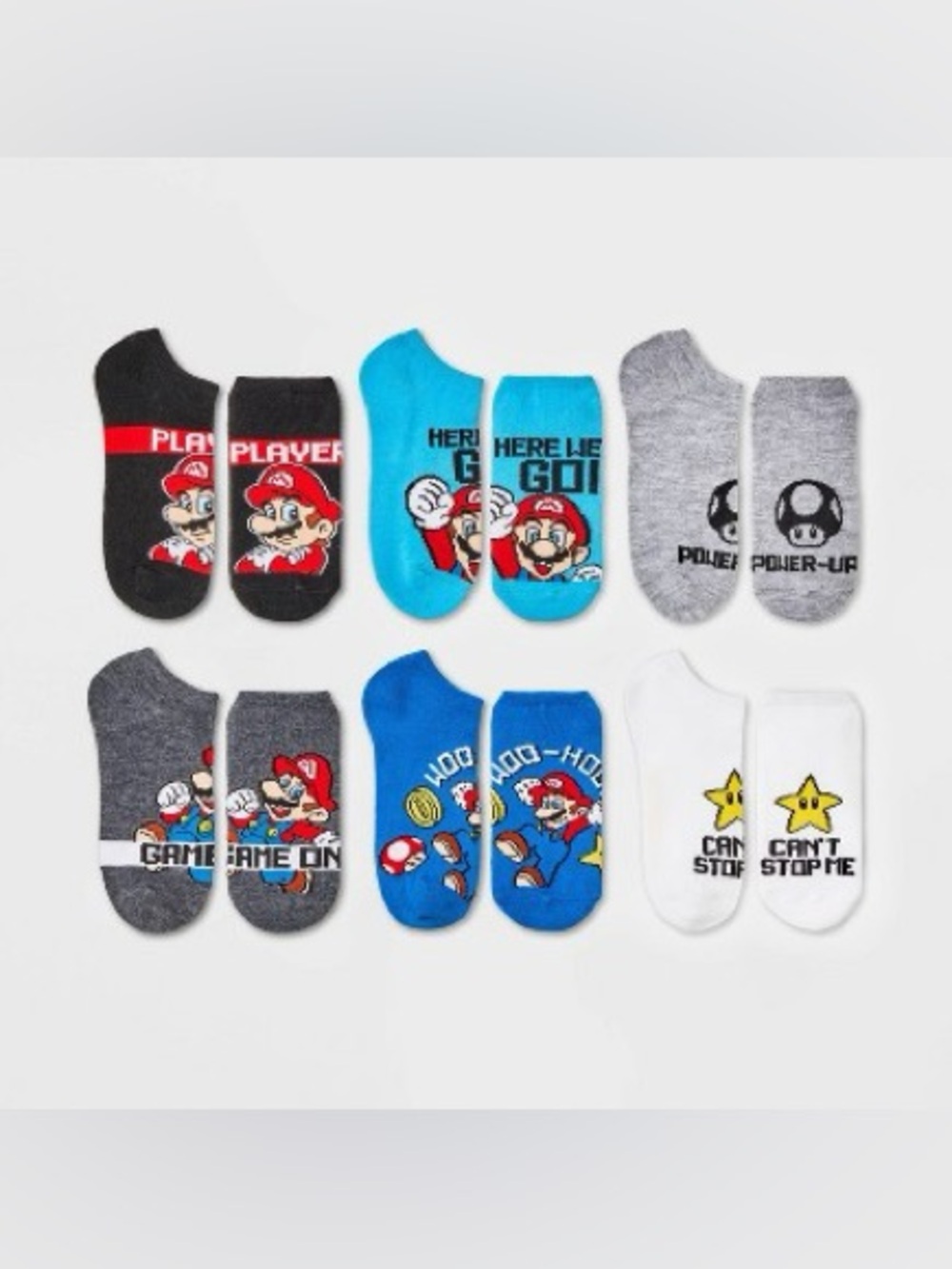 Super Mario Bro Video Game Character Kids No-Show Socks Size XS/S